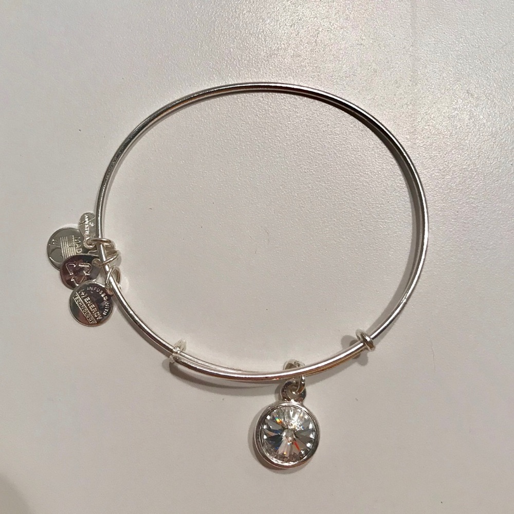 Silver Alex and Ani diamond bangle